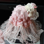 Pink Lace Car Interior Accessories Set With Steering Wheel Cover