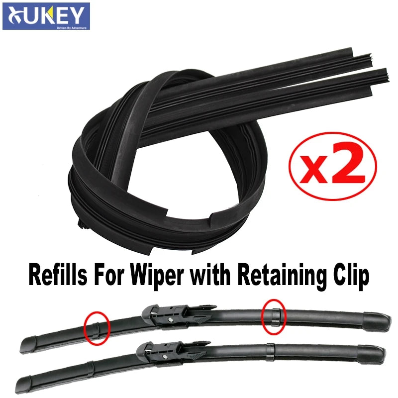 Universal 26-Inch Windshield Wiper Rubber Refill Set with Clips