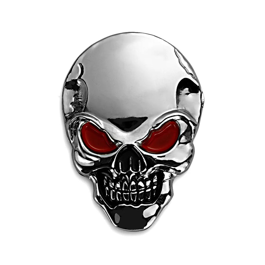 3D Metal Skull Vehicle Badge – 8 × 5.5 cm
