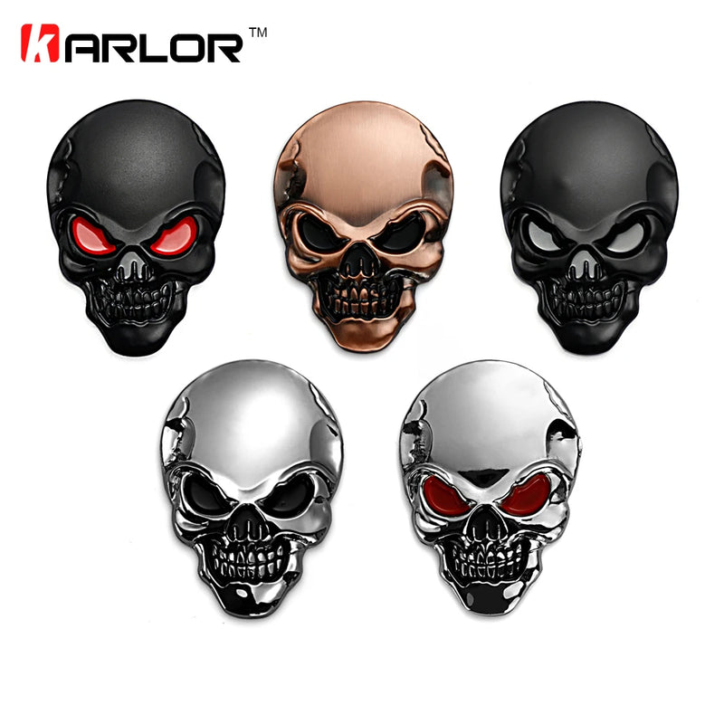3D Metal Skull Vehicle Badge – 8 × 5.5 cm
