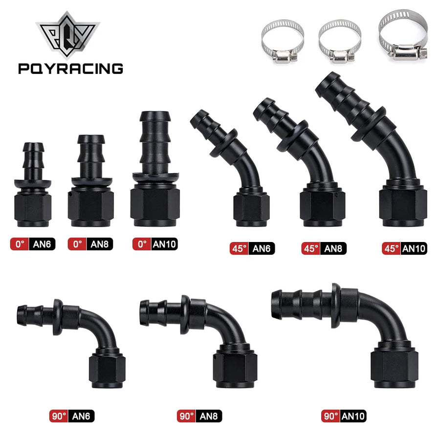 Reusable Push-On Hose End Fittings, AN6/AN8/AN10