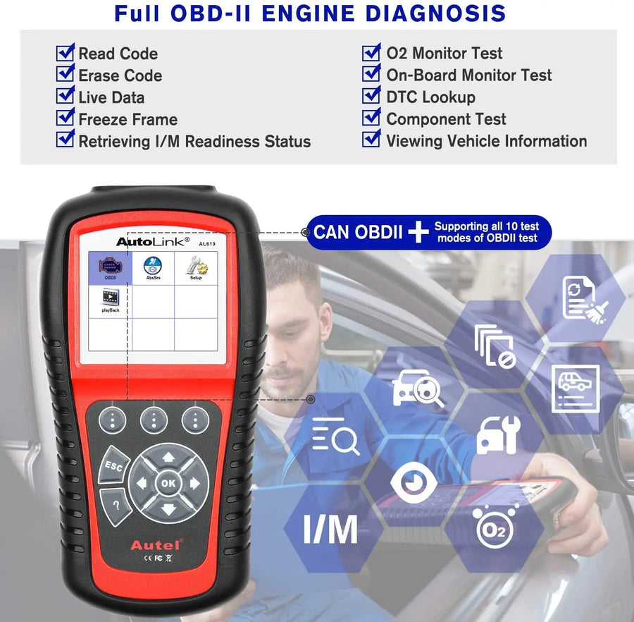 Autel AutoLink AL619 ABS/SRS and OBD2 Code Reader