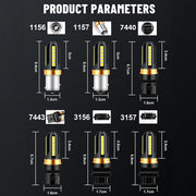 2-Piece Multi-Socket LED Signal and Running Light Bulbs – White/Amber/Red, 12V/24V