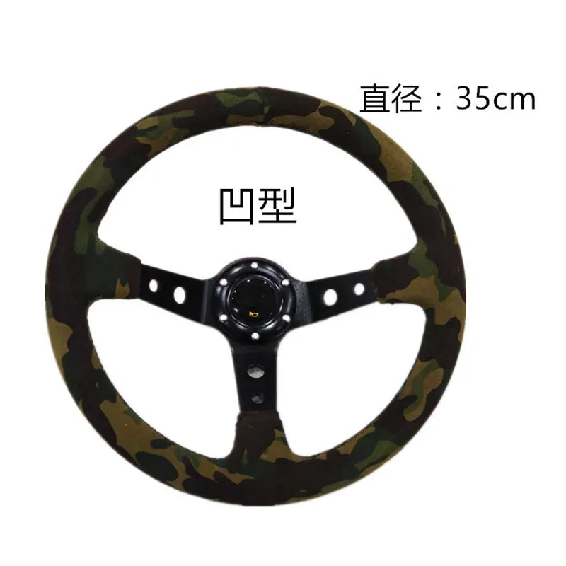 350 mm Suede Deep-Dish Racing Steering Wheel – Camouflage