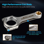 Set of 6 Forged 4340 H-Beam Connecting Rods for BMW Engines