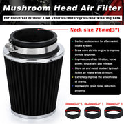 Universal High-Flow Cold Air Intake Filter, 60-76mm