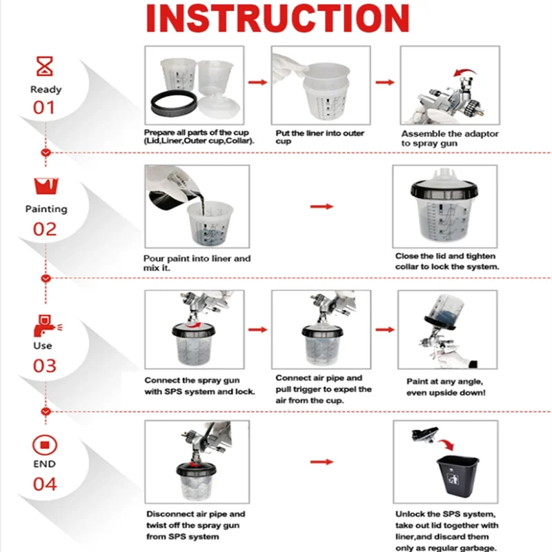 Disposable Paint Cup System – 200, 400 or 600 mL