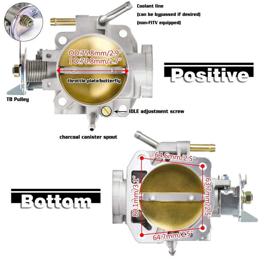 70mm Aluminum Intake Manifold & Throttle Body for Honda B/D/H-Series Engines