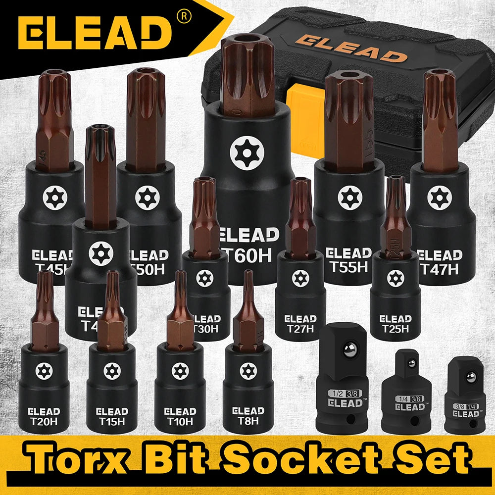 16-Piece Torx Bit Socket Set, T8-T60