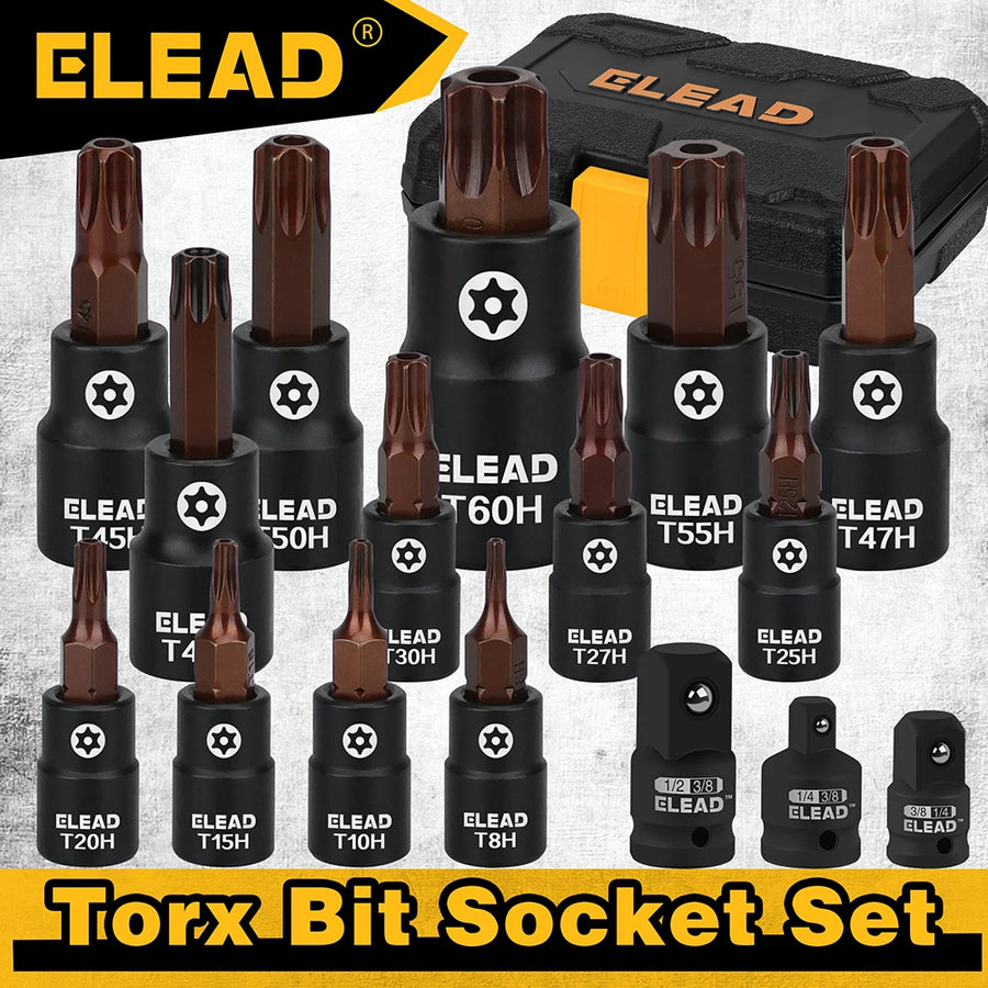 16-Piece Torx Bit Socket Set, T8-T60