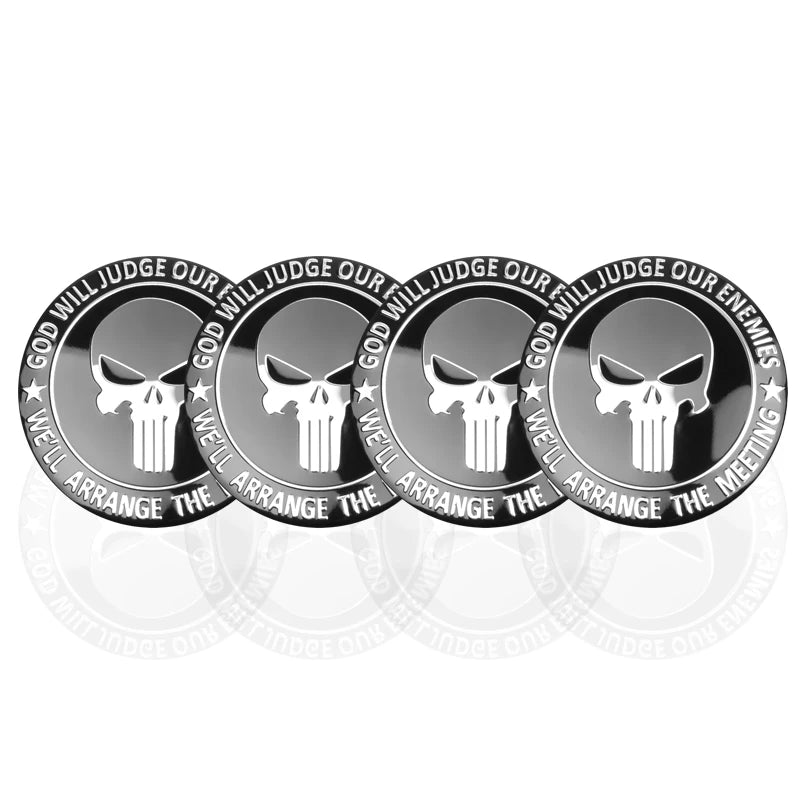 4-Piece Skull Hubcap sticker sticker 56MM aluminum sticker