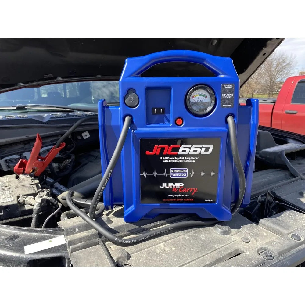 Jump-N-Carry JNC660 12V Jump Starter - 1700 Peak Amps with Voltmeter and 12V Outlet