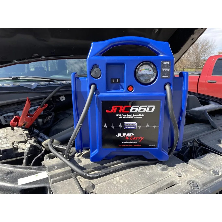 Jump-N-Carry JNC660 12V Jump Starter - 1700 Peak Amps with Voltmeter and 12V Outlet