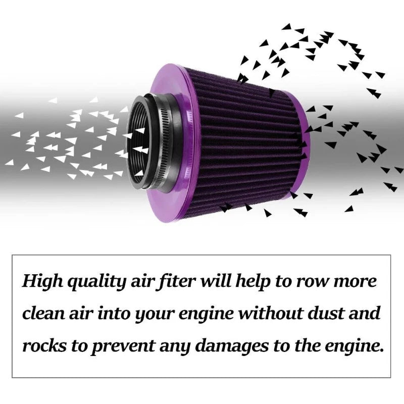 76 mm (3 in) Universal High-Flow Cone Air Filter – Purple