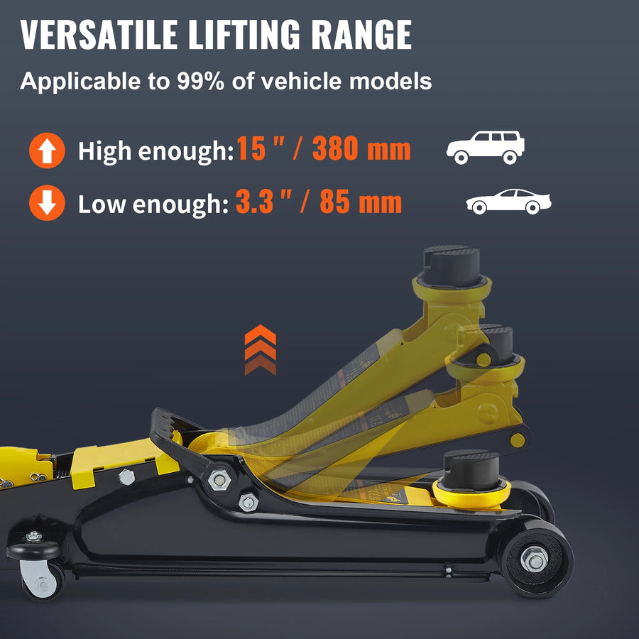 2.5-Ton Low-Profile Hydraulic Floor Jack with Single-Piston Quick Lift