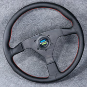 Spoon Sports-Style 350 mm Black-Spoke Leather Steering Wheel