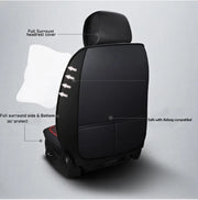 Universal 5-Seat Full-Coverage PU Leather Seat Cover Set – Black/White