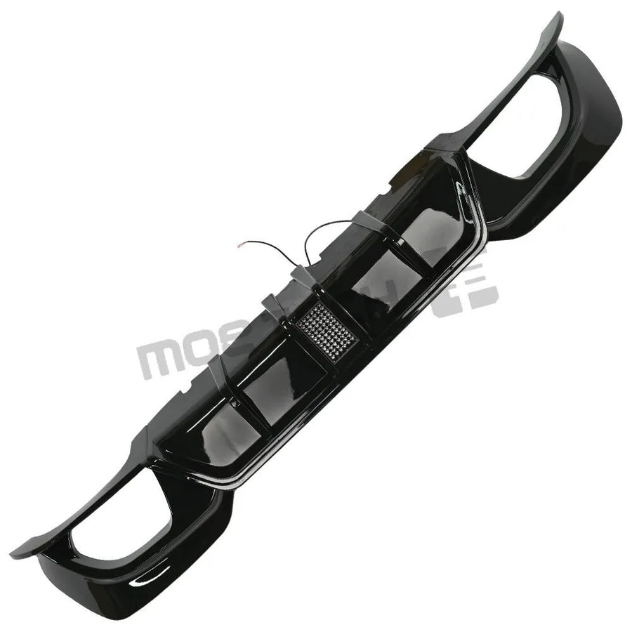 Gloss Black Rear Bumper Diffuser with Light for BMW G20 330i/M340i
