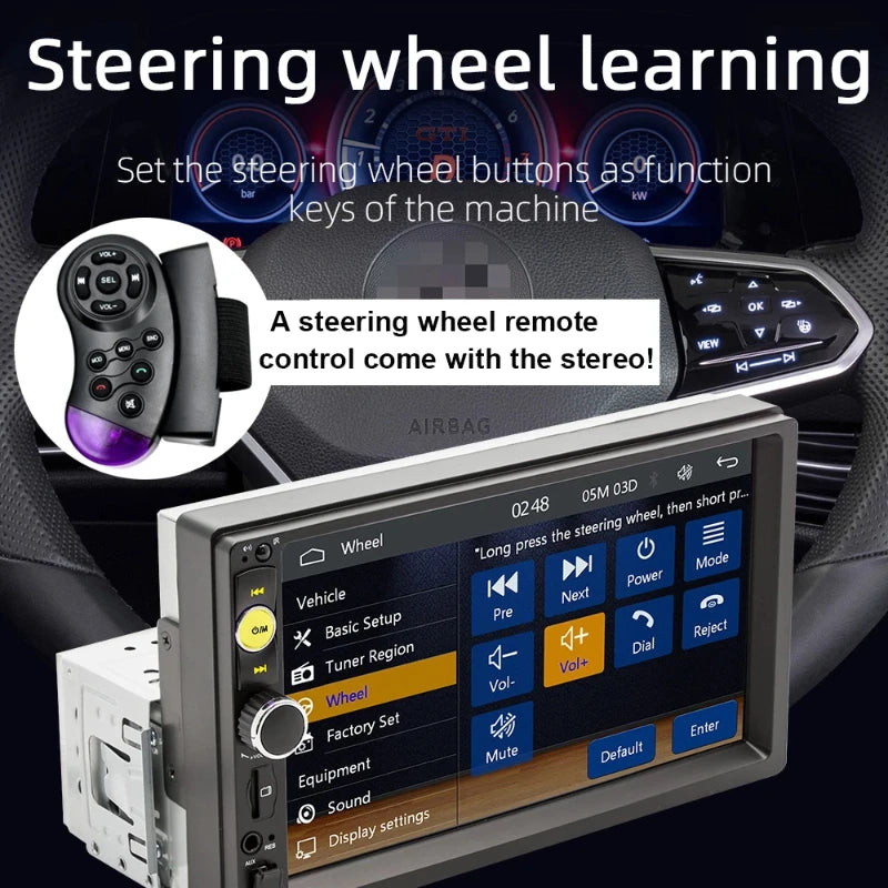7 in Single-DIN MP5 Receiver with Wired CarPlay/Android Auto & Camera
