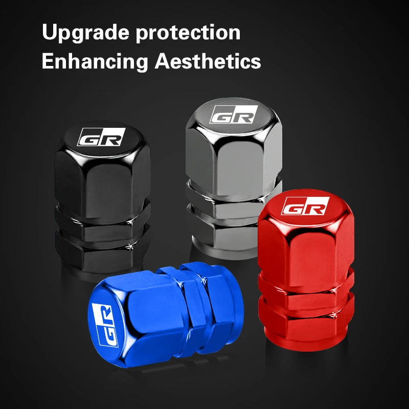 Toyota GR Sport-Style Aluminum Tire Valve Caps – 4-Piece Set