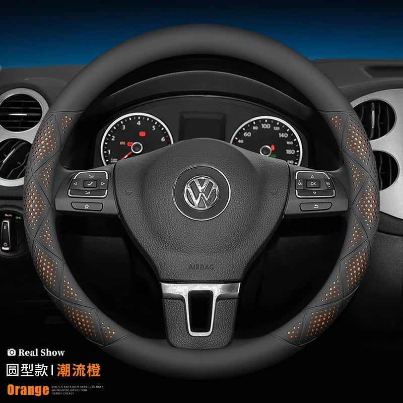 Microfiber 38CM Steering Wheel Cover for Volkswagen Golf Passat Tiguan Touareg Arteon ID.3 ID.4