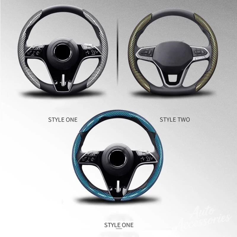 2-Piece M-Style Carbon-Fiber-Pattern Steering Wheel Cover