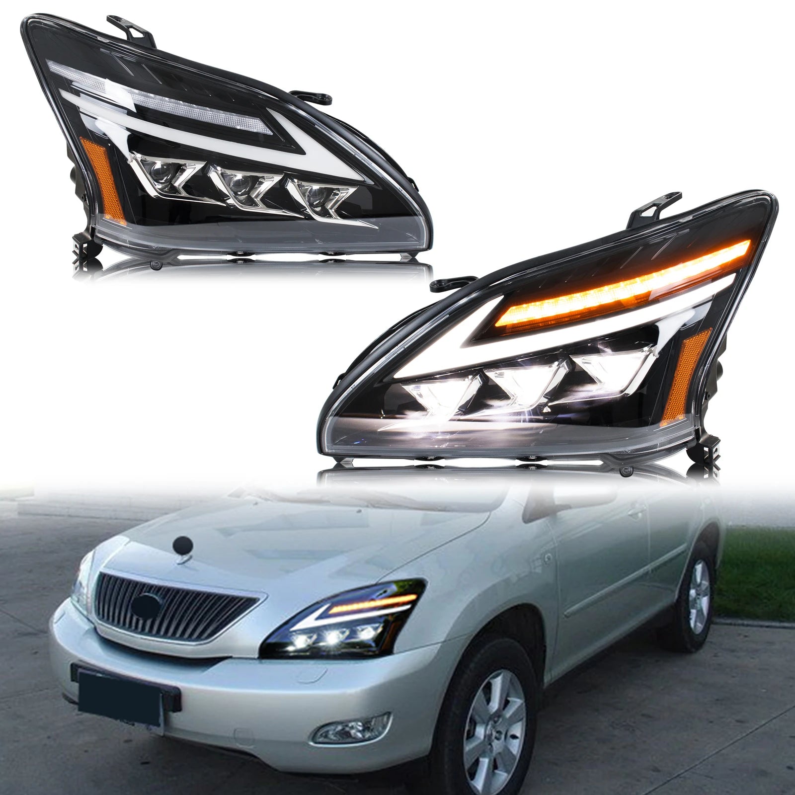 LED Headlight Assembly Pair for Lexus RX330/RX350/RX400h 2004–2009