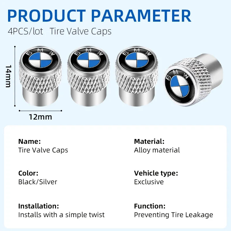 BMW M 50th-Style Aluminum Tire Valve Caps – 4-Piece Set