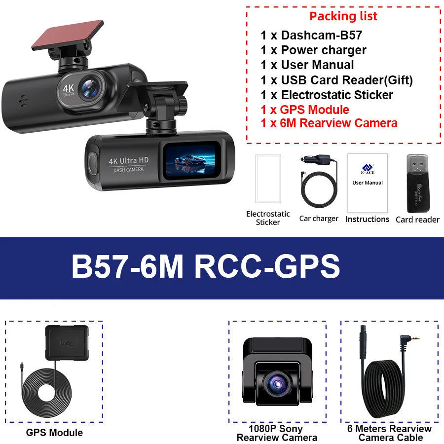 4K Dual Dash Cam with Wi-Fi App Control