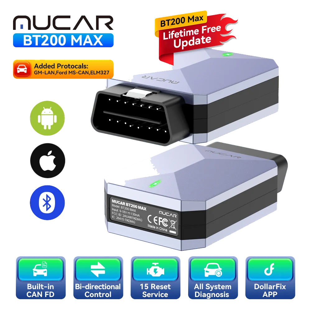 MUCAR BT200 Max Bidirectional All-System OBD2 Scanner with 15 Service Functions