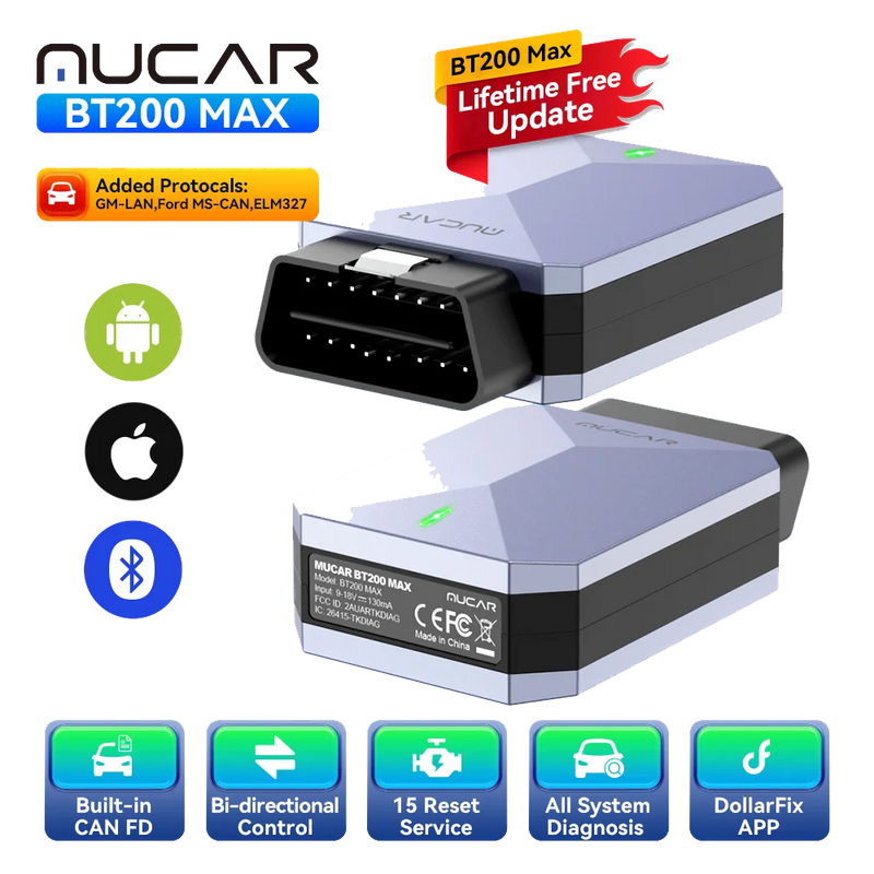 MUCAR BT200 Max Bidirectional All-System OBD2 Scanner with 15 Service Functions