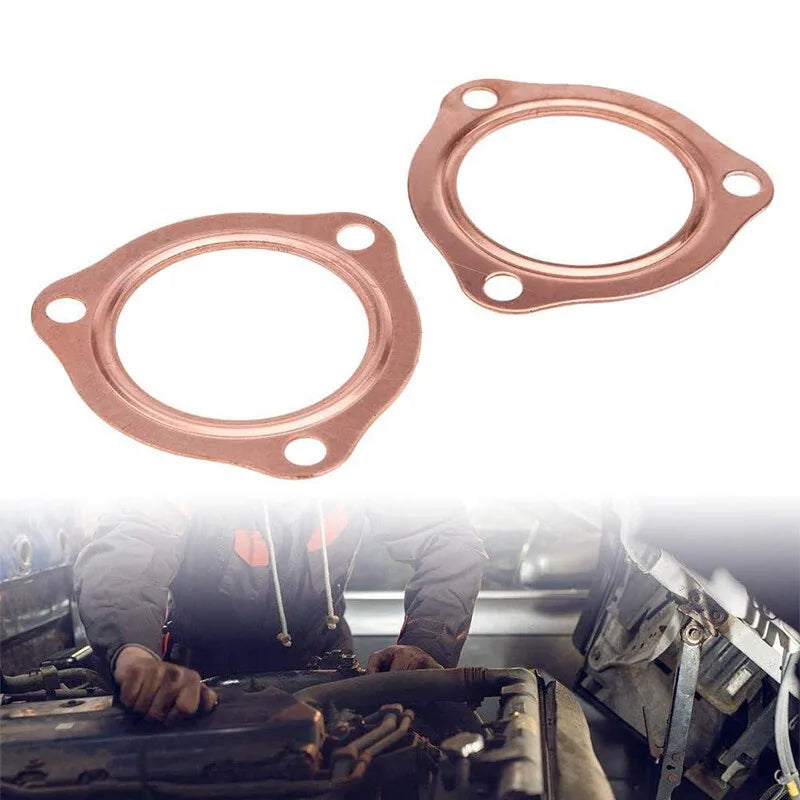 2 x 2.5" Universal Copper Header Exhaust Collector Gaskets Flanges 3-Hole 2-1/2"
