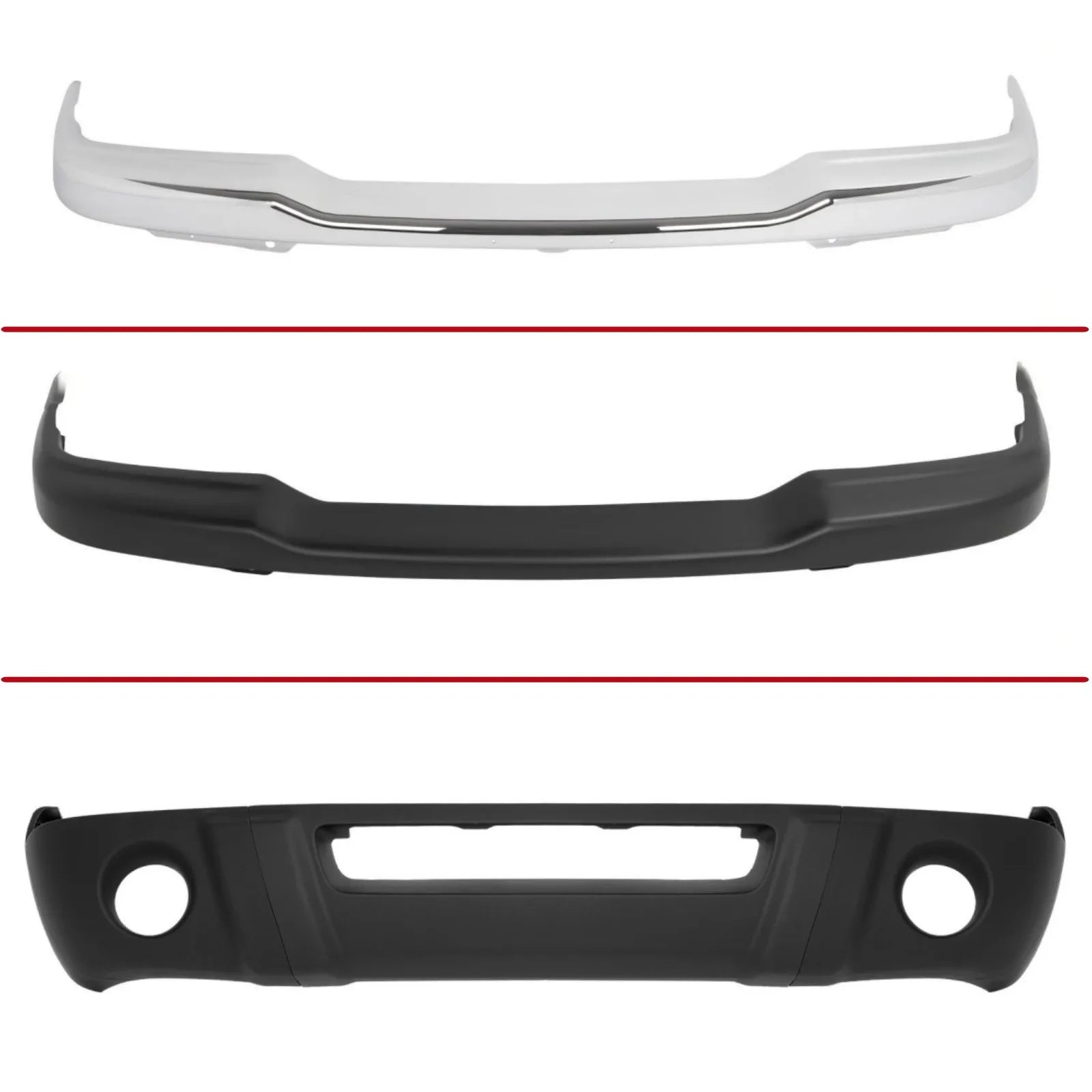 Chrome and Black Front Bumper for Ford Ranger 2001-2007
