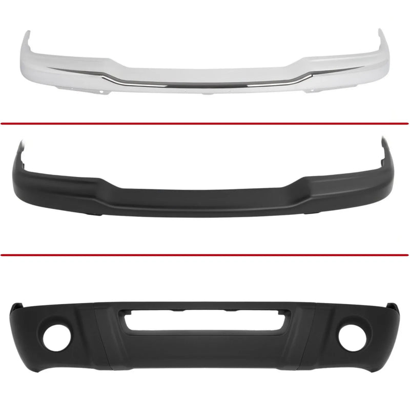 Chrome and Black Front Bumper for Ford Ranger 2001-2007