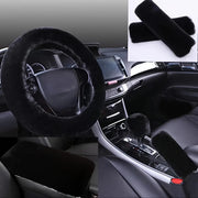 6-Piece Soft Plush Car Interior Accessories Set With Steering Wheel Cover