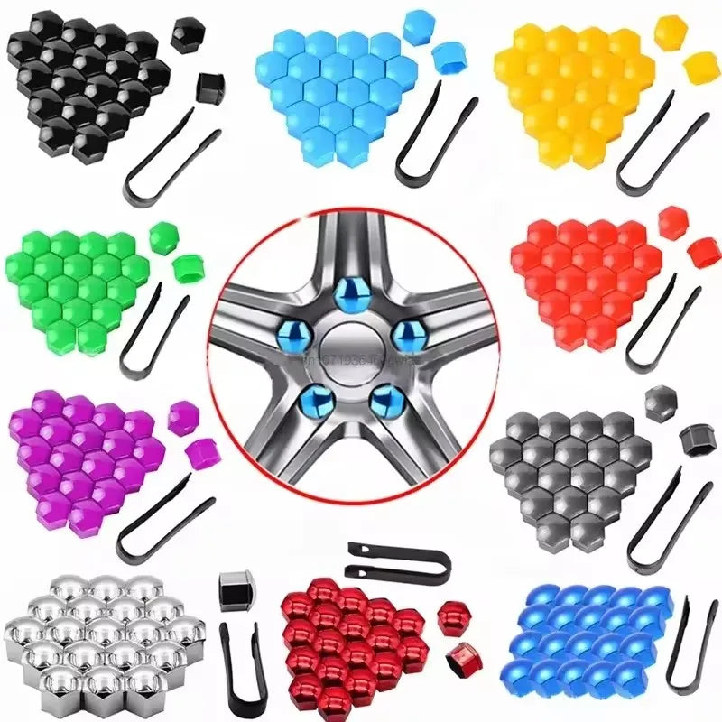 17mm/19mm/21mm 20-Piece Wheel Nut Caps Protection Covers Caps Hub Screw Cover Black Bolt Nut