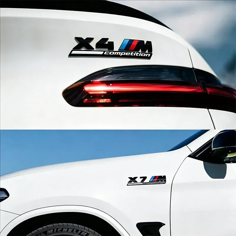 For BMW M1 M2 M3 M4 X2 X3 X5 X6 X7 M Competition 3D Tri-Color Emblem Sticker Waterproof Trunk Fender