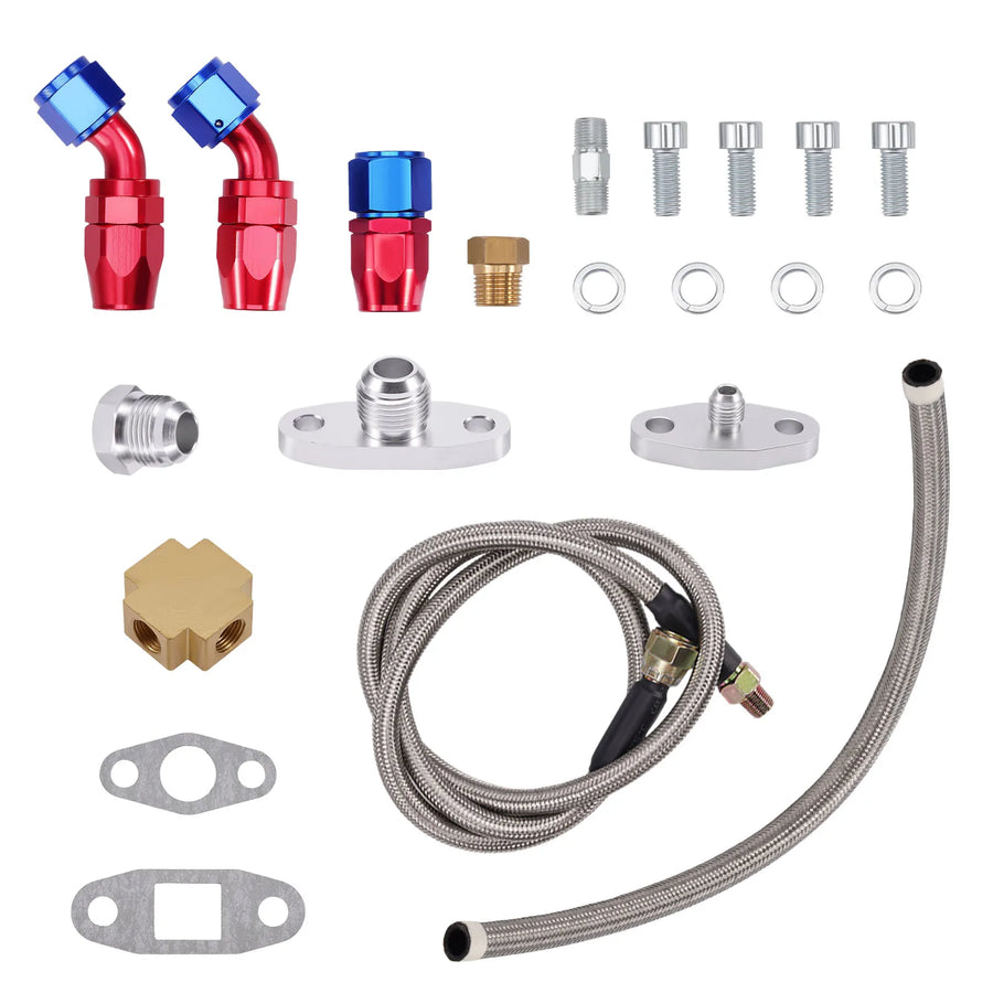 T3.63 Turbo Oil Cooled V Turbocharger + Oil Line for 1.5L-2.5L 4 6 Cyl