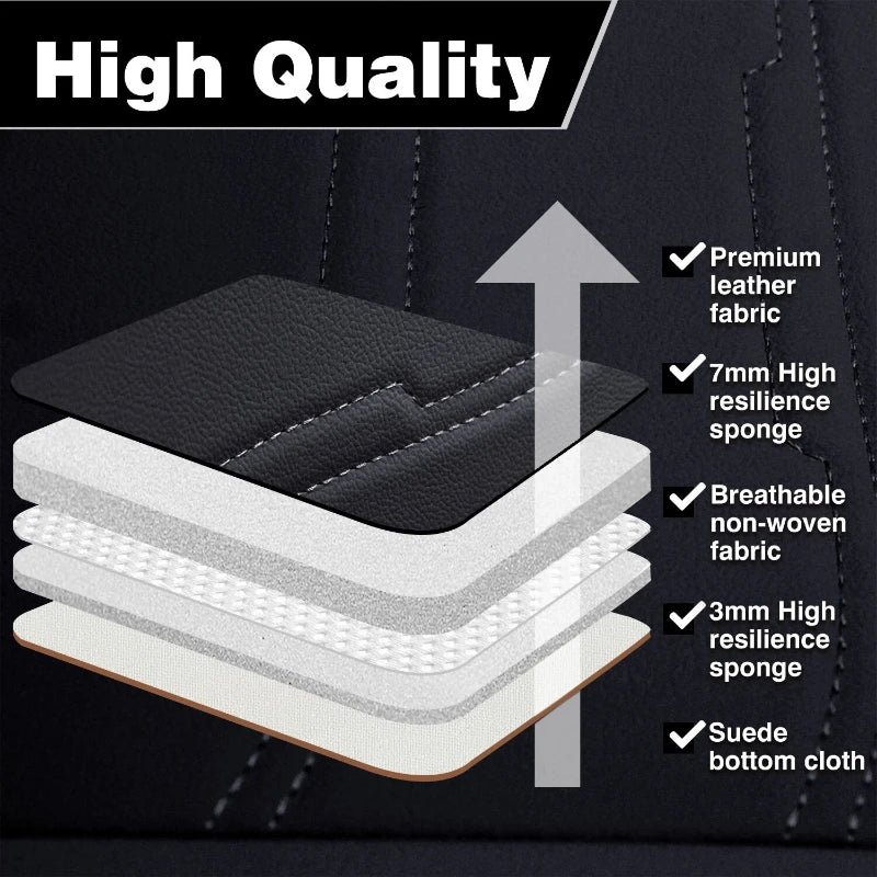 Universal 5-Seat Full-Coverage PU Leather Seat Cover Set – Black/White