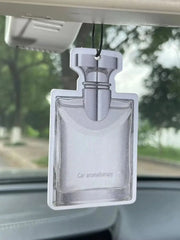 Silver Cap Clear Square Perfume Bottle Hanging Car Air Freshener
