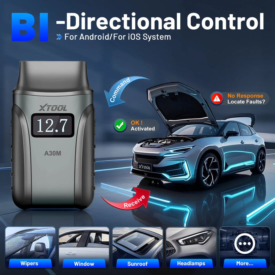 XTOOL A30M V2.0 Bidirectional OBD2 Scanner with 26 Service Functions