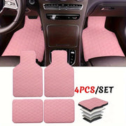 4-Piece Waterproof PU Leather Car Floor Mat Set