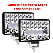 2-Piece 4-Inch/5-Inch/6-Inch/7-Inch LED Work Light Bar – Spot/Flood Combo, 12V–24V