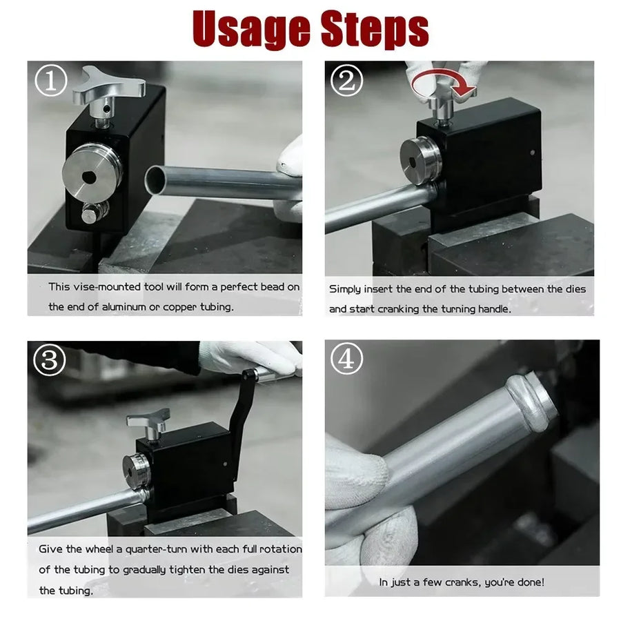 Pipe Tubing Beader Tool Manual Bead Roller Intake and Intercooler Piping Crimping Tool Tube for 5/8" or