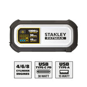 Stanley FATMAX 1800A Lithium Jump Starter with USB-C PD and LED Light