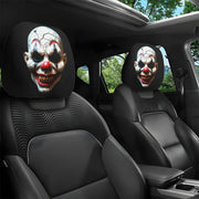 2-Piece Clown Print Car Headrest Covers – Universal Washable Interior Decor
