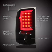 Black LED Tail Light Assembly Set for 2007–2014 GMC Sierra 1500