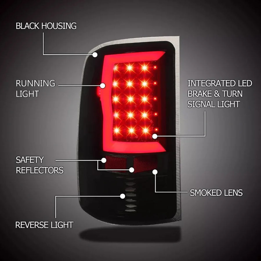 Black LED Tail Light Assembly Set for 2007–2014 GMC Sierra 1500