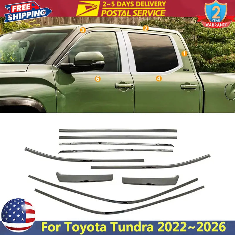 Exterior Window Trim Set for Toyota Tundra Weatherstrip Seal 2022-2026