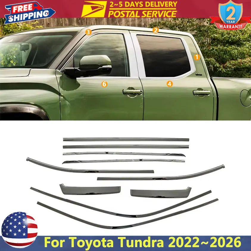 Exterior Window Trim Set for Toyota Tundra Weatherstrip Seal 2022-2026